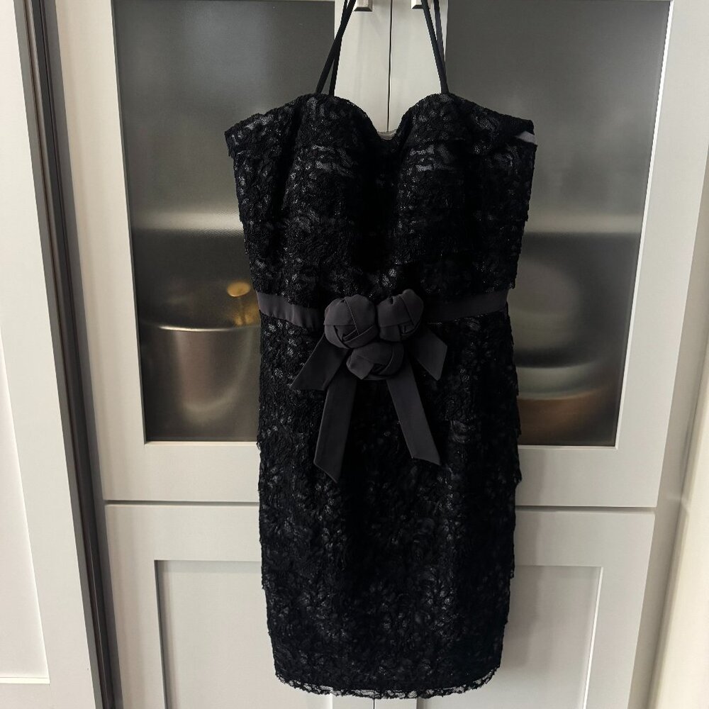 Strapless mini lace dress